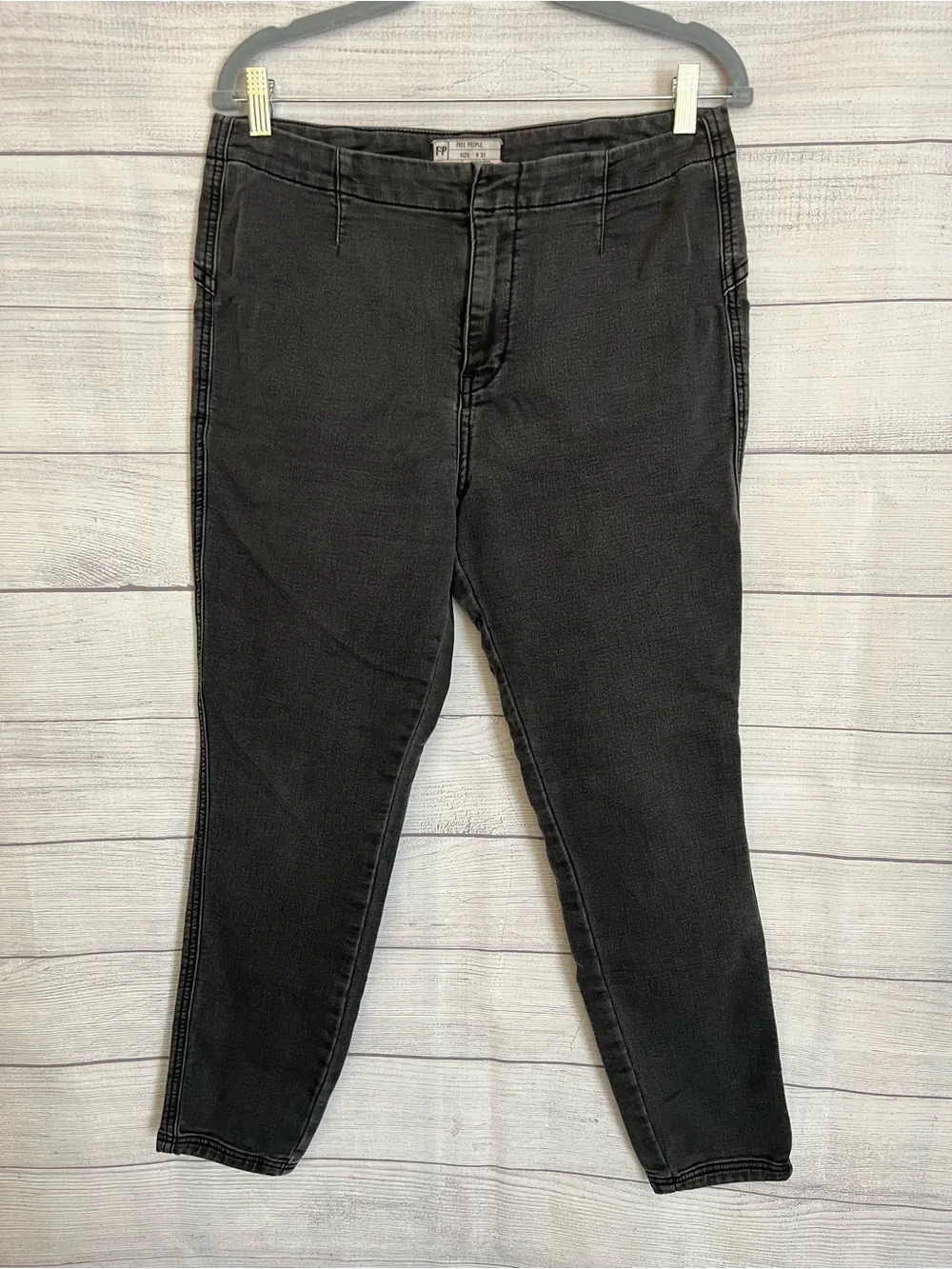 Free People | Washed Black High-Rise Skinny Jeans